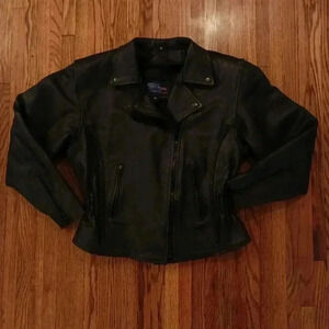 Womens Leather Motorcycle Biker Jacket Size M Heavy Leather Vance Leathers USA